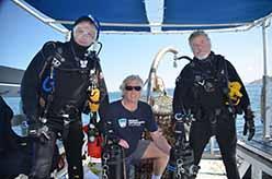 Ocean Defenders Alliance Dive Crew Al Laubenstein and Jeff Connor with Captain Kurt Lieber in the middle